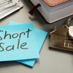 Text sign showing hand written words Short sale